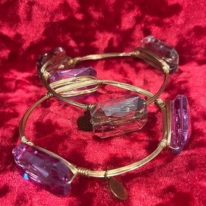 2 crystal Bourbon and Bowties gold wire Bracelets